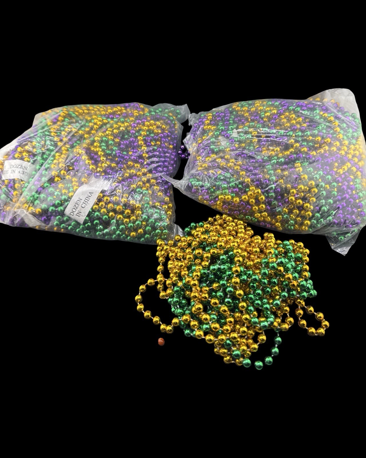 Asst color Mardi Gras Beads 2 Bagged Bundles Necklaces Party Favors New Orleans