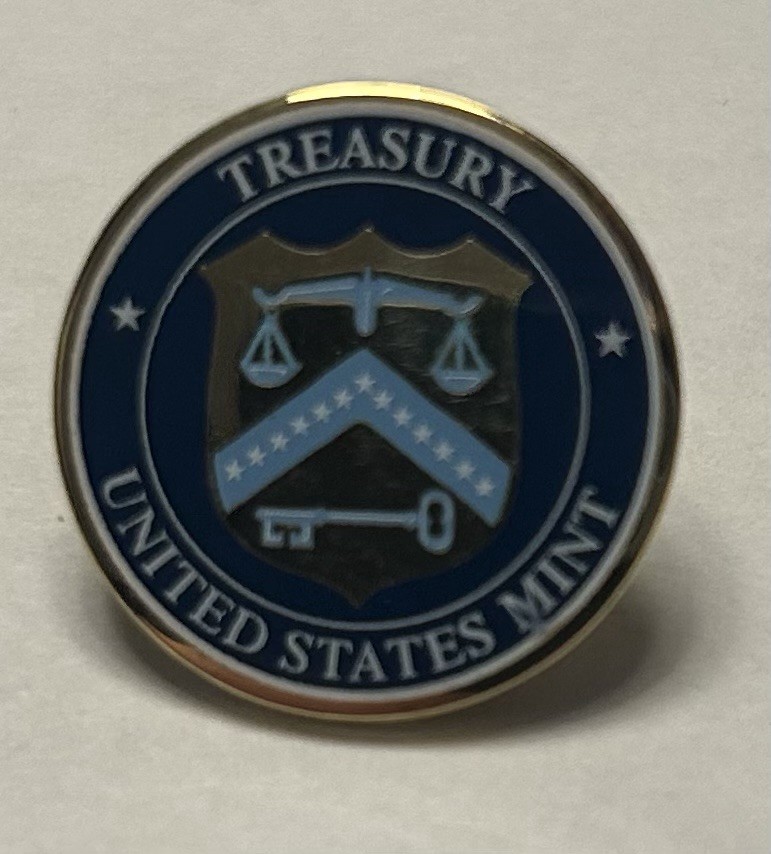 United States Mint Treasury – Vintage Lapel Hat Tie Logo Pin Souvenir