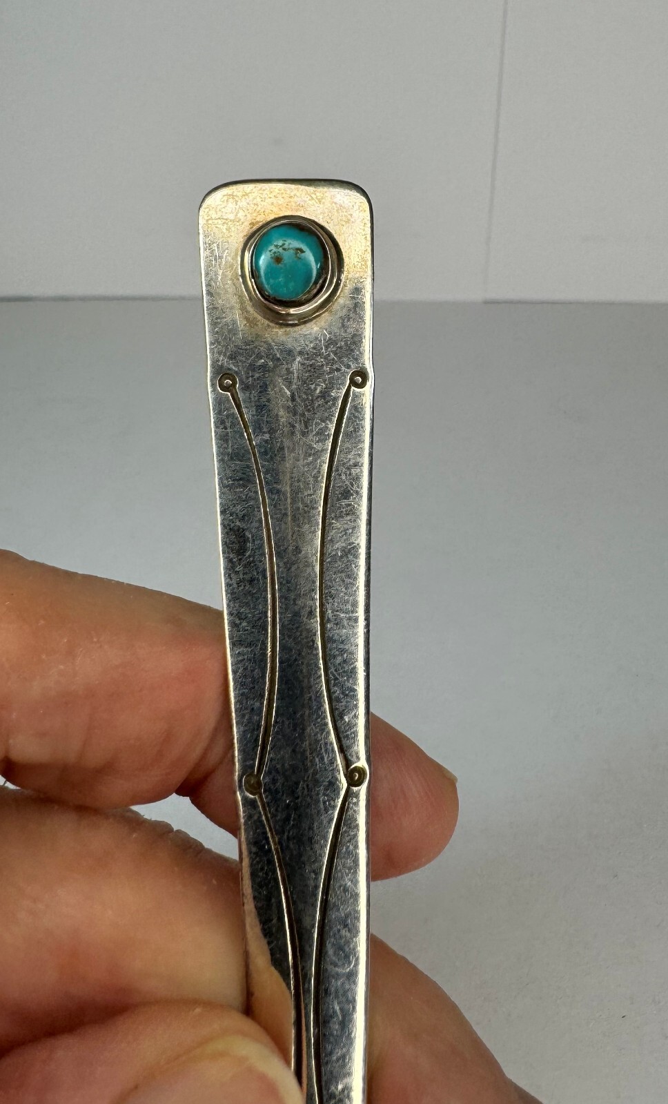 Native American Navajo Serving Spoon/Fork/Spork, Stamped, Round Turquoise (S5