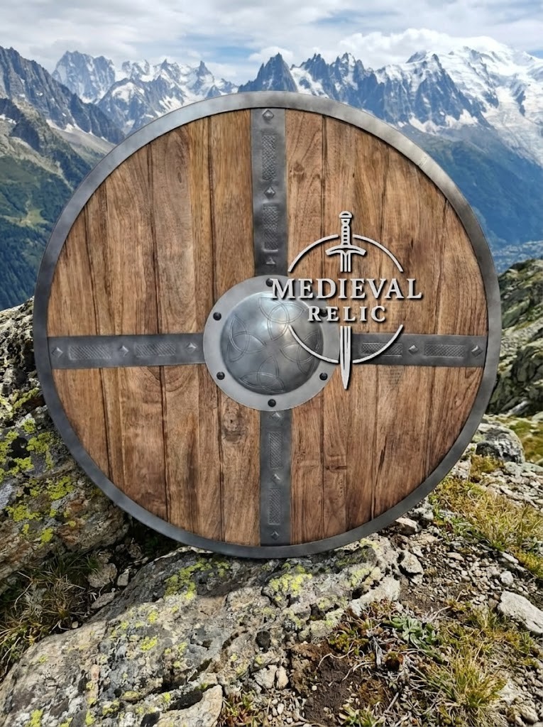 Medieval Shield Viking Shield 30″ Wooden Design Heavy Metal Norse Christmas Gift