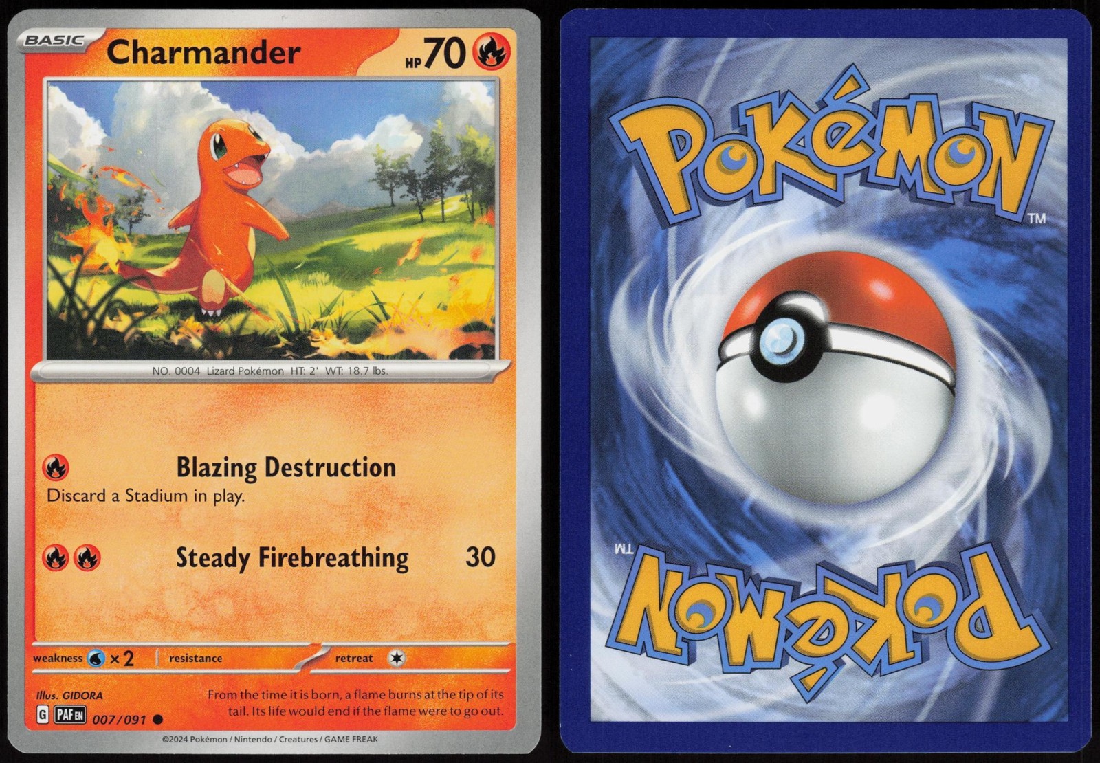Charmander 007/091 Paldean Fates Common GIDORA Near Mint
