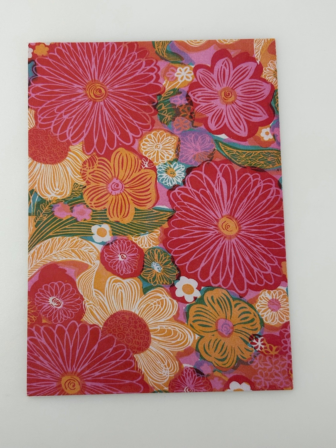 Vibrant Floral Greeting Card All Occasions Blank Boho Retro Flower Design