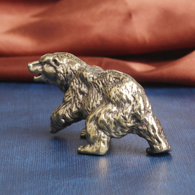 Solid Brass Bear Figurine Statue Animal Figurine Toys Desktop House Decoration