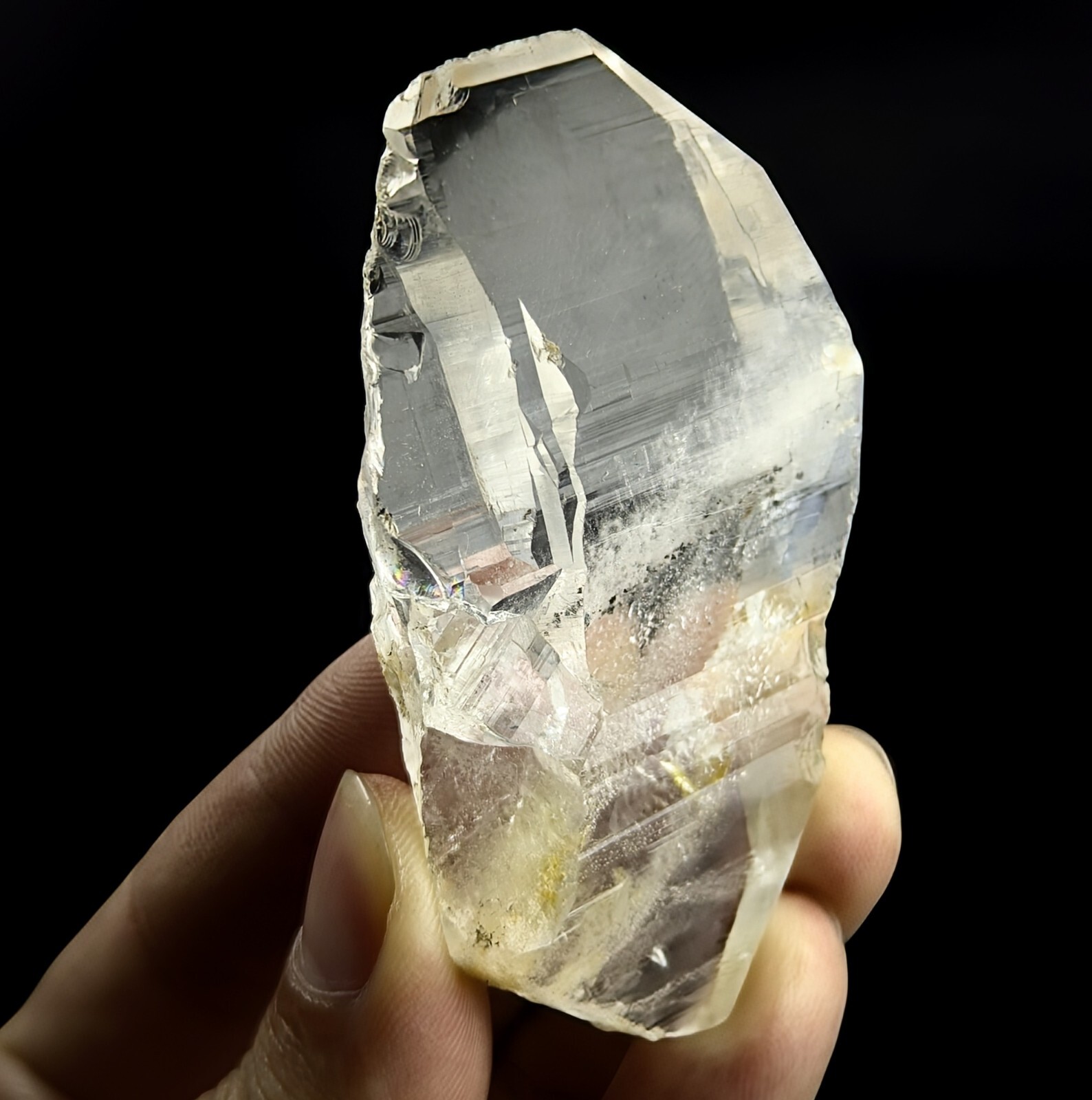 Quartz Crystal, Tabular Shape, Eye Clean Clarity, Patterns On Surface, Pak, 53g