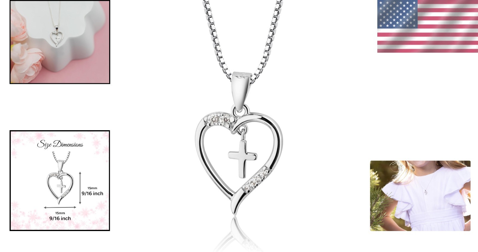Sterling Silver First Communion Necklace for Girls
