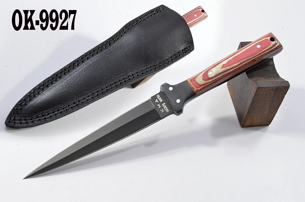 10.5″KMA BLACK COATED HIGH CARBON STEEL FULL TANG COMBAT DAGGER KNIFE 9927