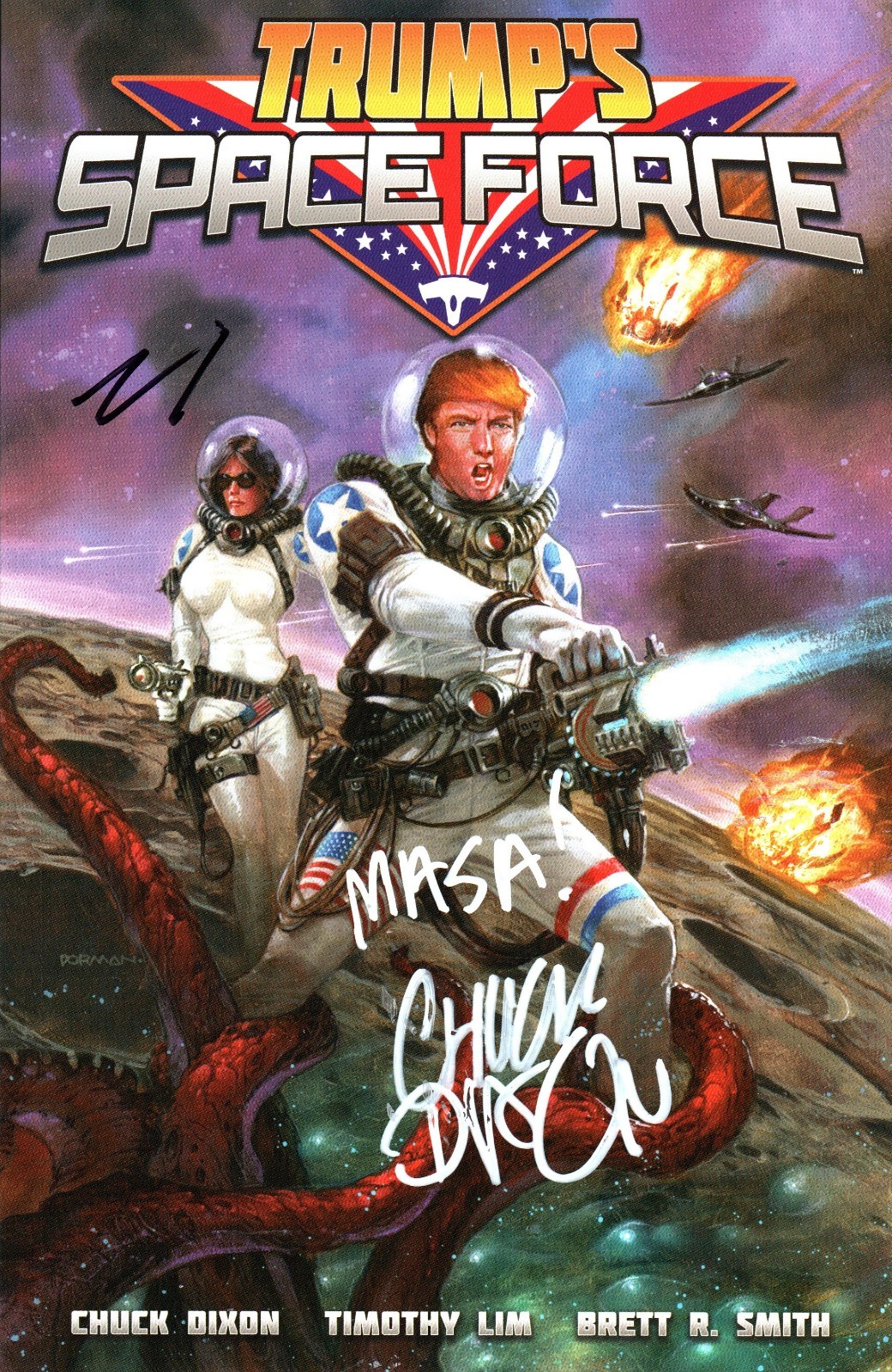Donald Trump Space Force #1 Trump’s Chuck Dixon & Tim Lim SIGNED Comic Book MAGA