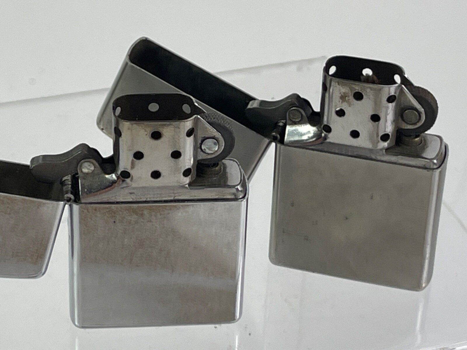 Collection of Two Zippo Lighters Silver Chrome Satin finished 2004 & 2015