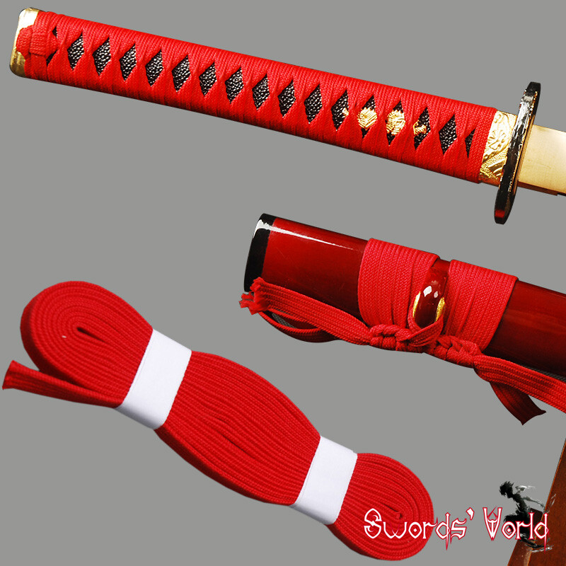 Red Synthetic Silk Ito Sageo Cord FOR Japanese Samurai Sword Katana replacement
