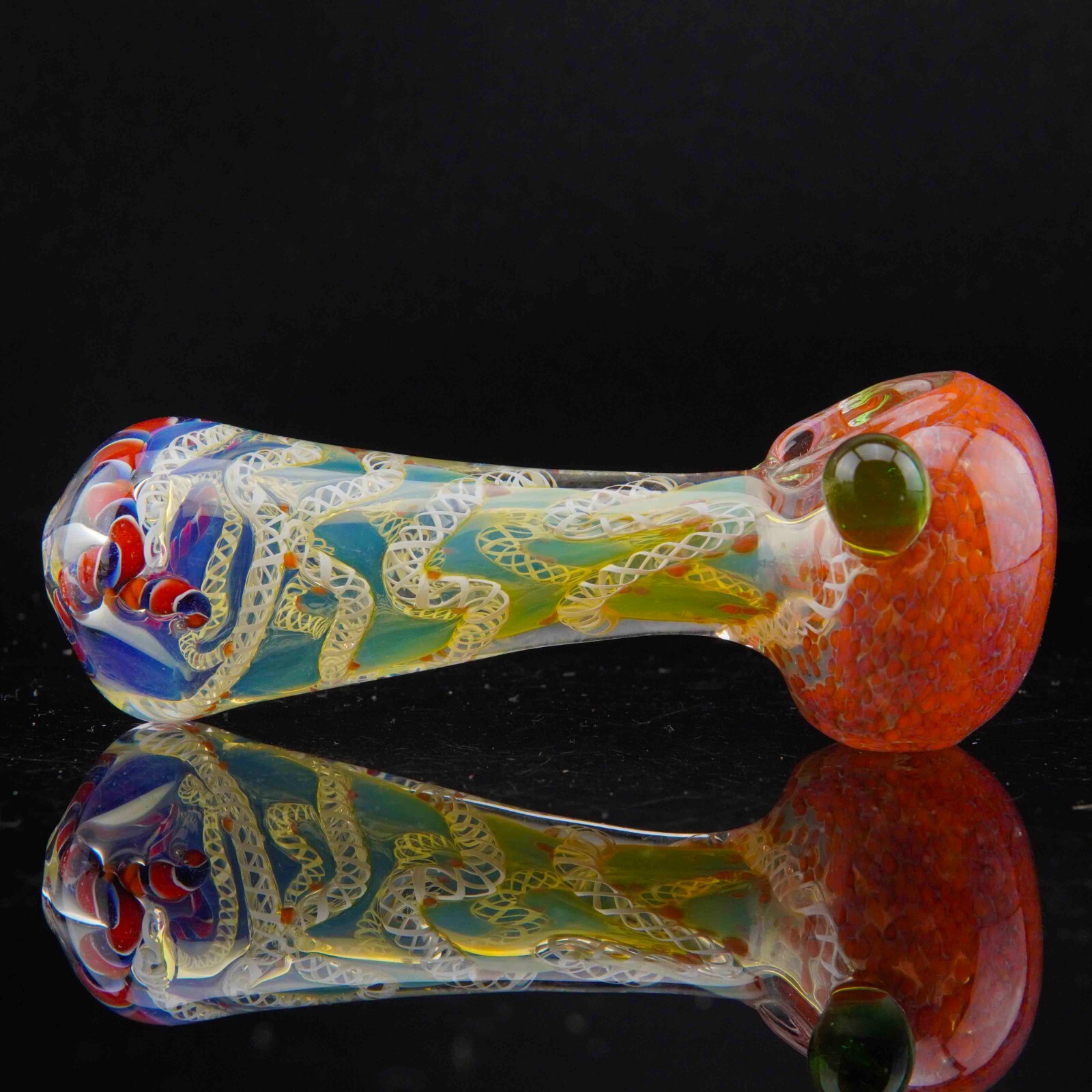 4.5 in Handmade Thick Color Changing Orange Glass Art Tobacco Smoking Bowl Pipes