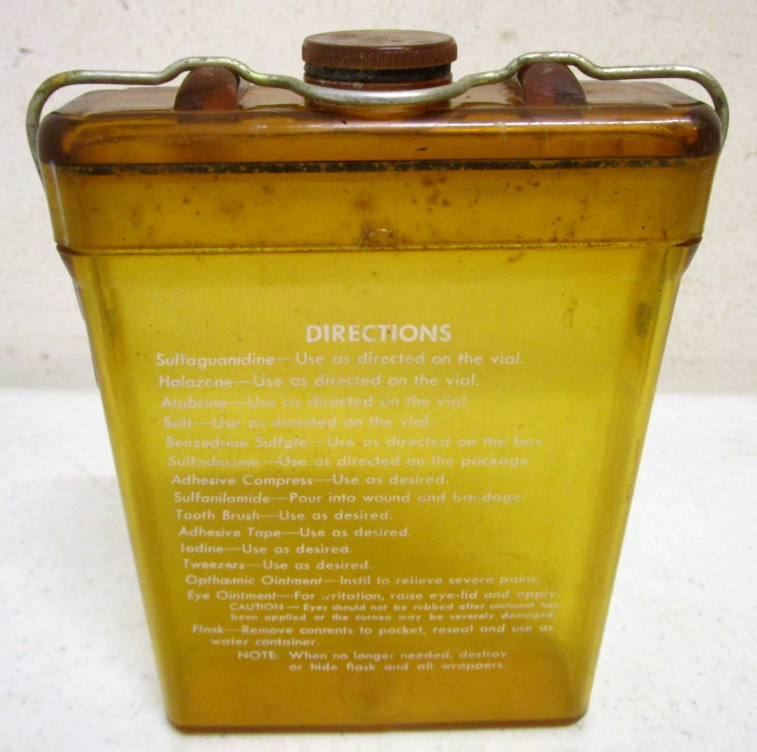 VTG 1940s WWII ARMY AIR CORPS E-17 EMERGENCY SUSTENANCE SURVIVAL KIT FLASK EMPTY