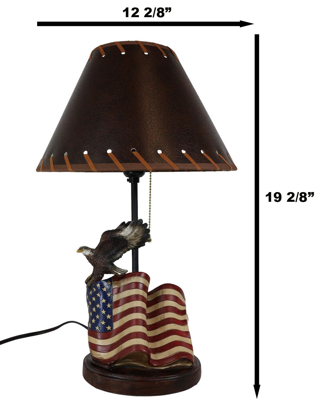 Soaring Bald Eagle With American Flag Memorial Table Lamp Figurine 19″ Tall