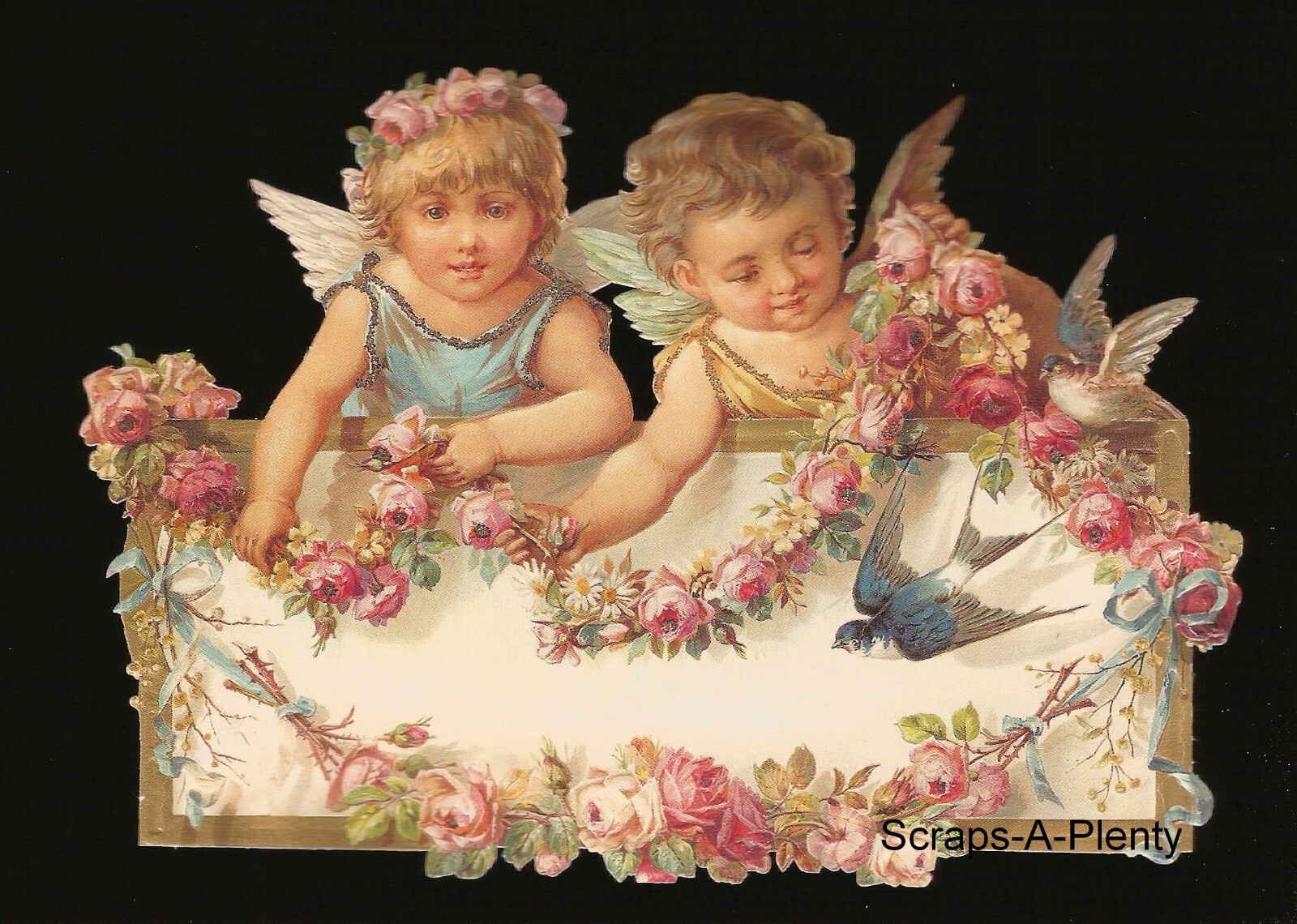 German Embossed Vintage Style Scrap Die Cut – Lrg Christmas Easter Angels BK5045