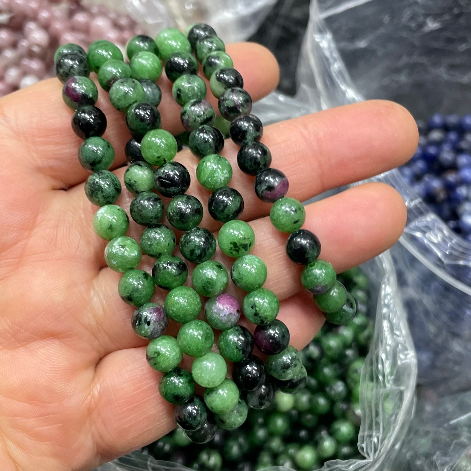 6mm 10pcs Natural Ruby Zoisite Smooth Round Ball Gemstone Beads