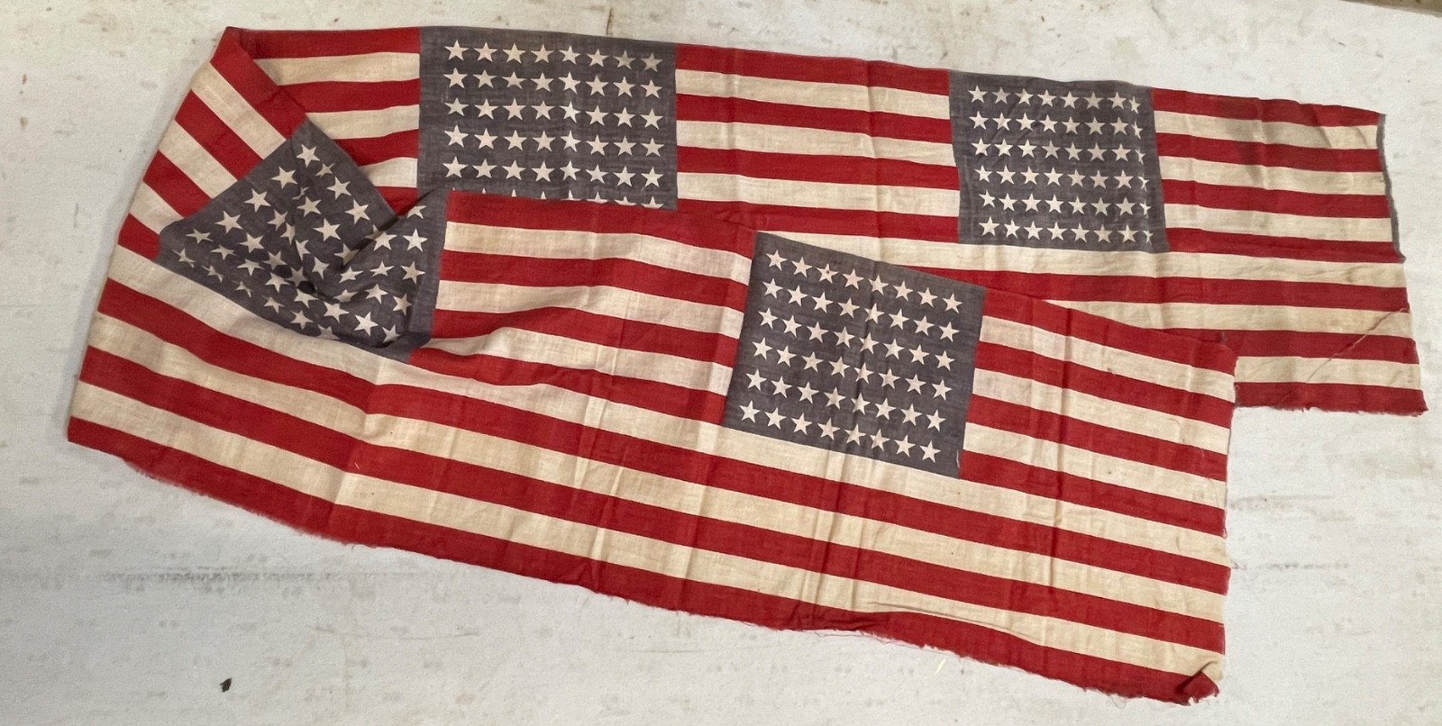 Antique 48 Star continuous bolt material Flag SUPER RARE 12″x80″
