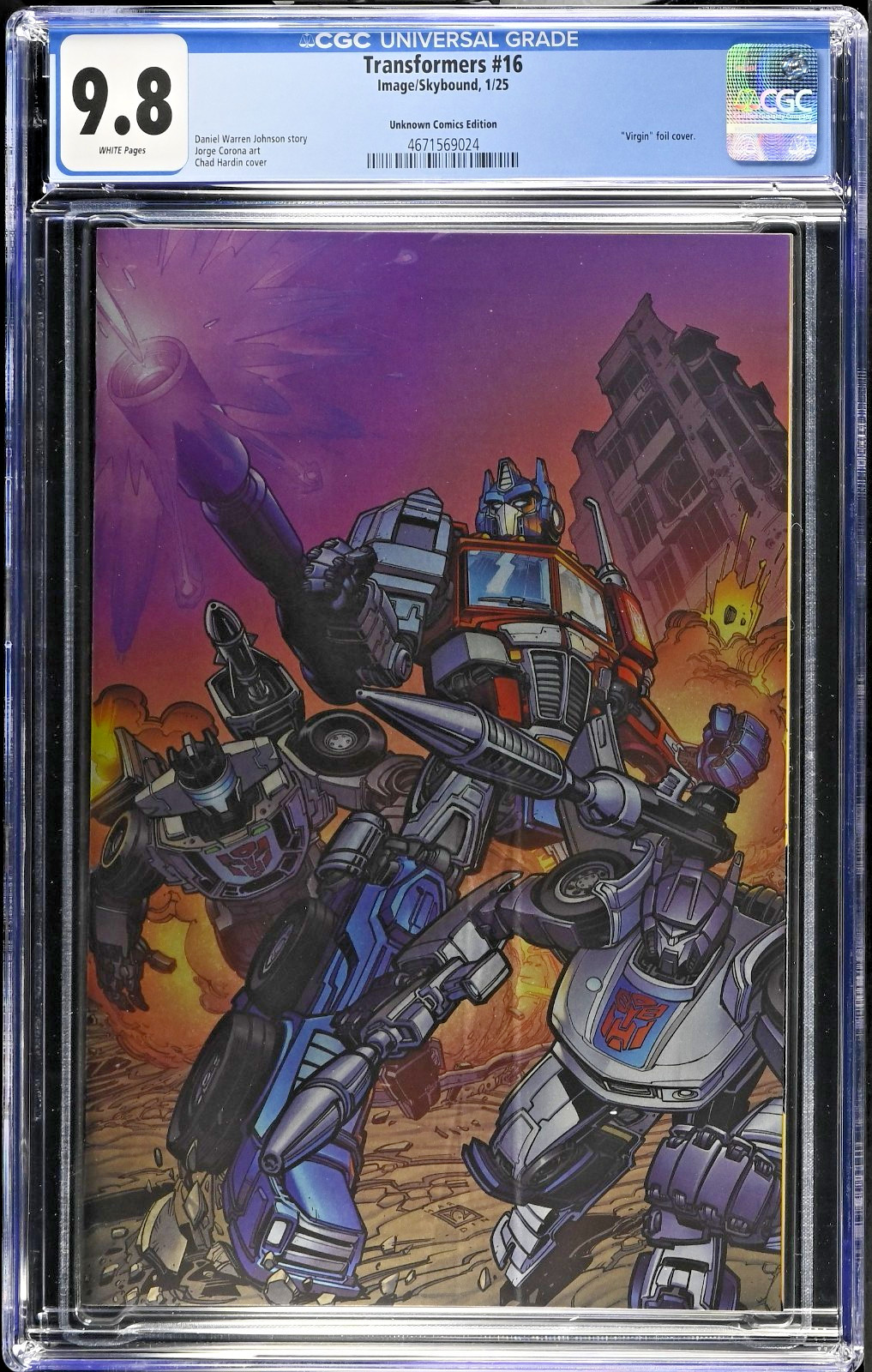 Transformers #16 CGC 9.8 Image/Skybound 2025 Chad Hardin Virgin Foil Variant