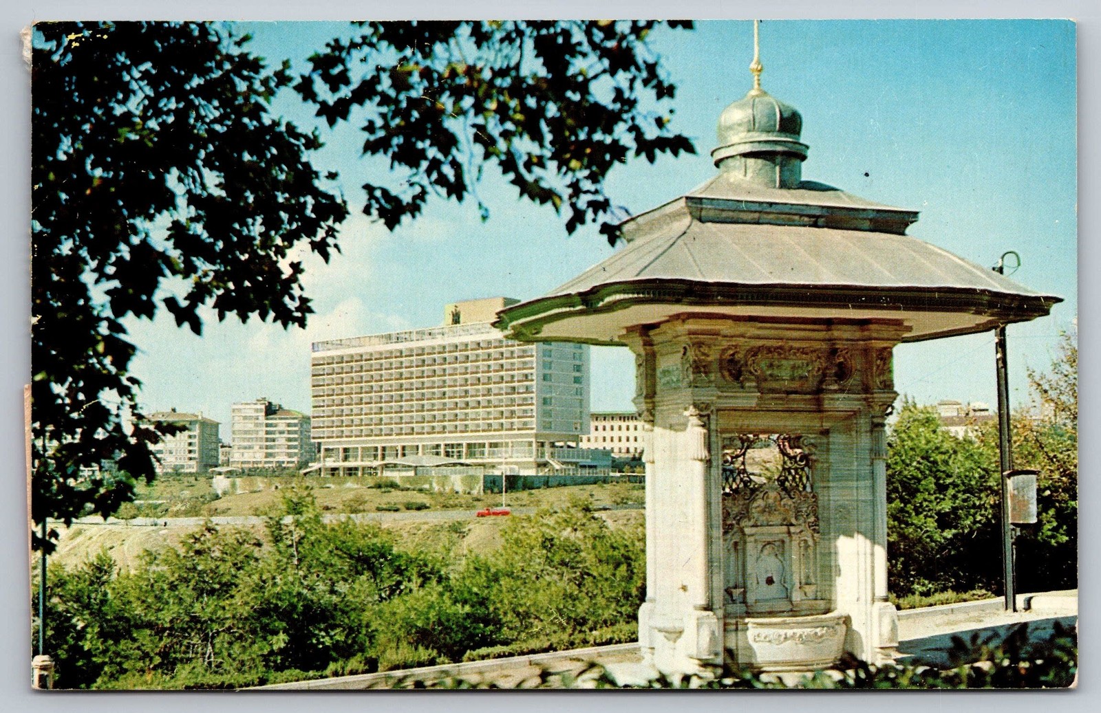 Istanbul Hilton Hotel Turkey Vintage Postcard Turkish fountain Çetin Gökçeatam