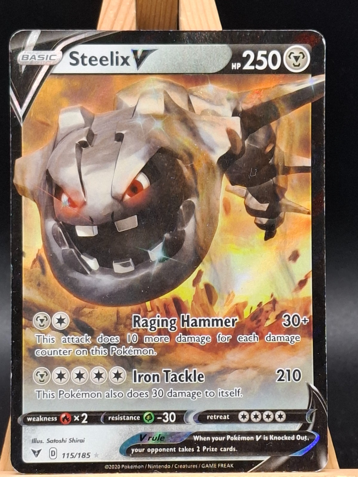 Steelix V, 115/185, Vivid Voltage, Holo Rare, NM/LP