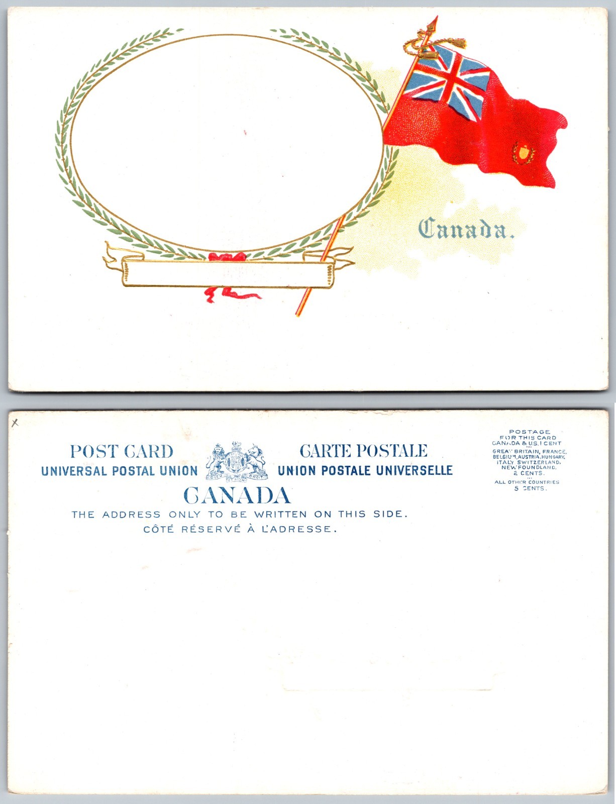 Canada Red Ensign Flag Laurel Wreath Postcard