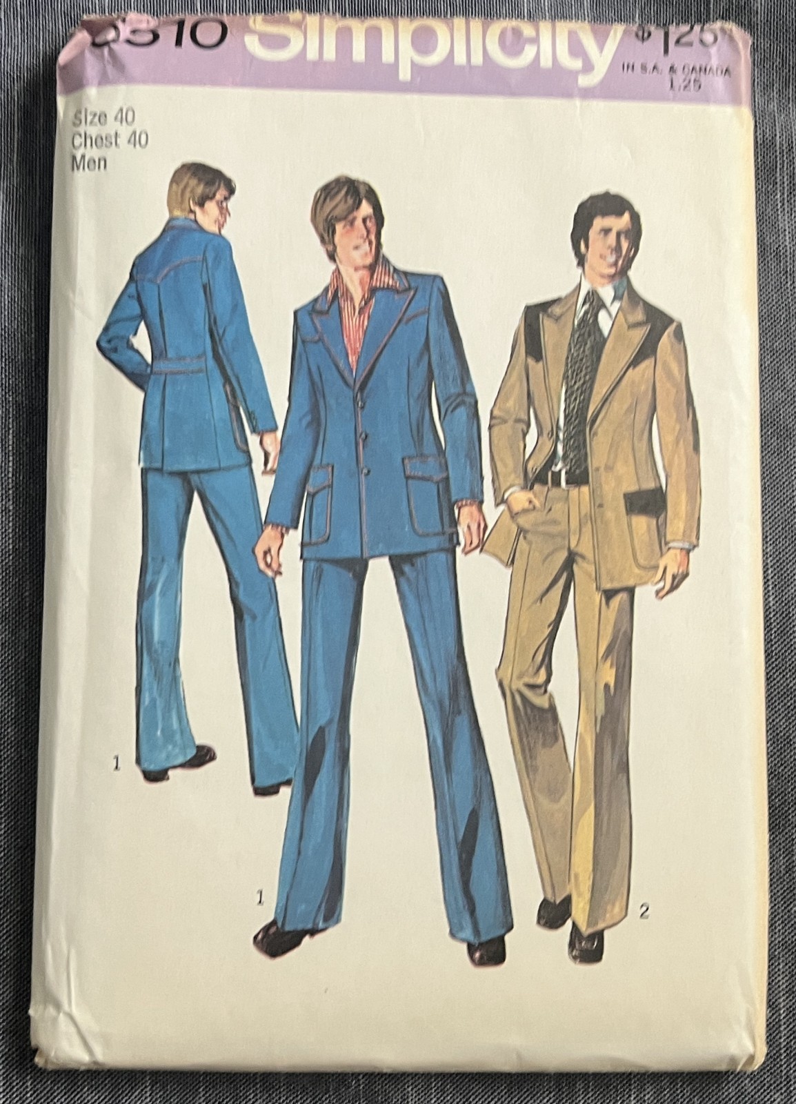 Vintage 70s Simplicity Pattern 6310 Men’s SUIT Retro Mod Disco Pants & Jacket 40