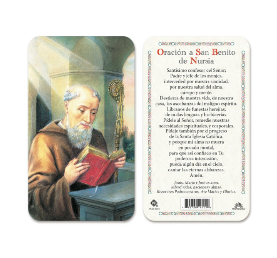 Oracion a San Benito de Nursia – Spanish – Plastic Holy Card