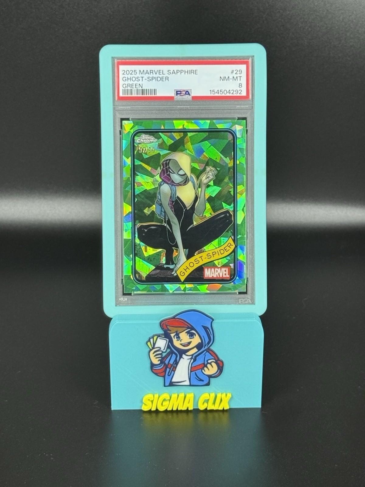 Ghost-Spider Green 97/99 PSA 8 2025 Topps Chrome Marvel Sapphire 💚