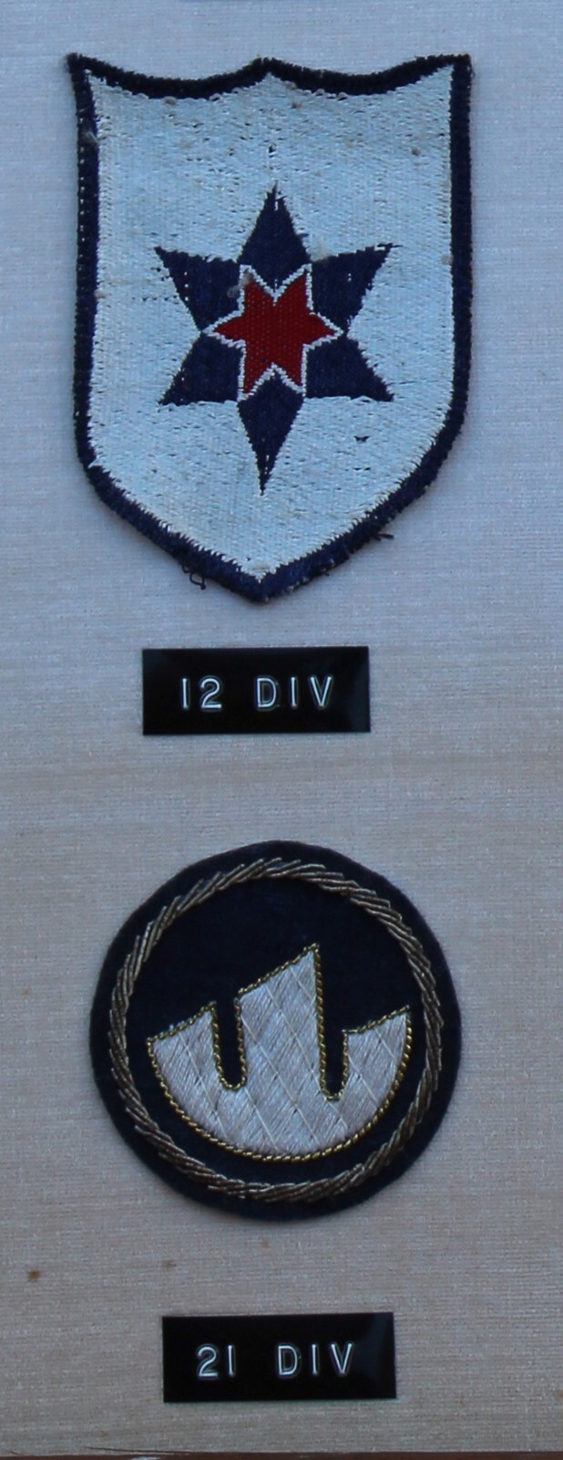 23 REPUBLIC OF KOREA (ROK) DIVISION PATCHES MOUNTED IN A FRAME