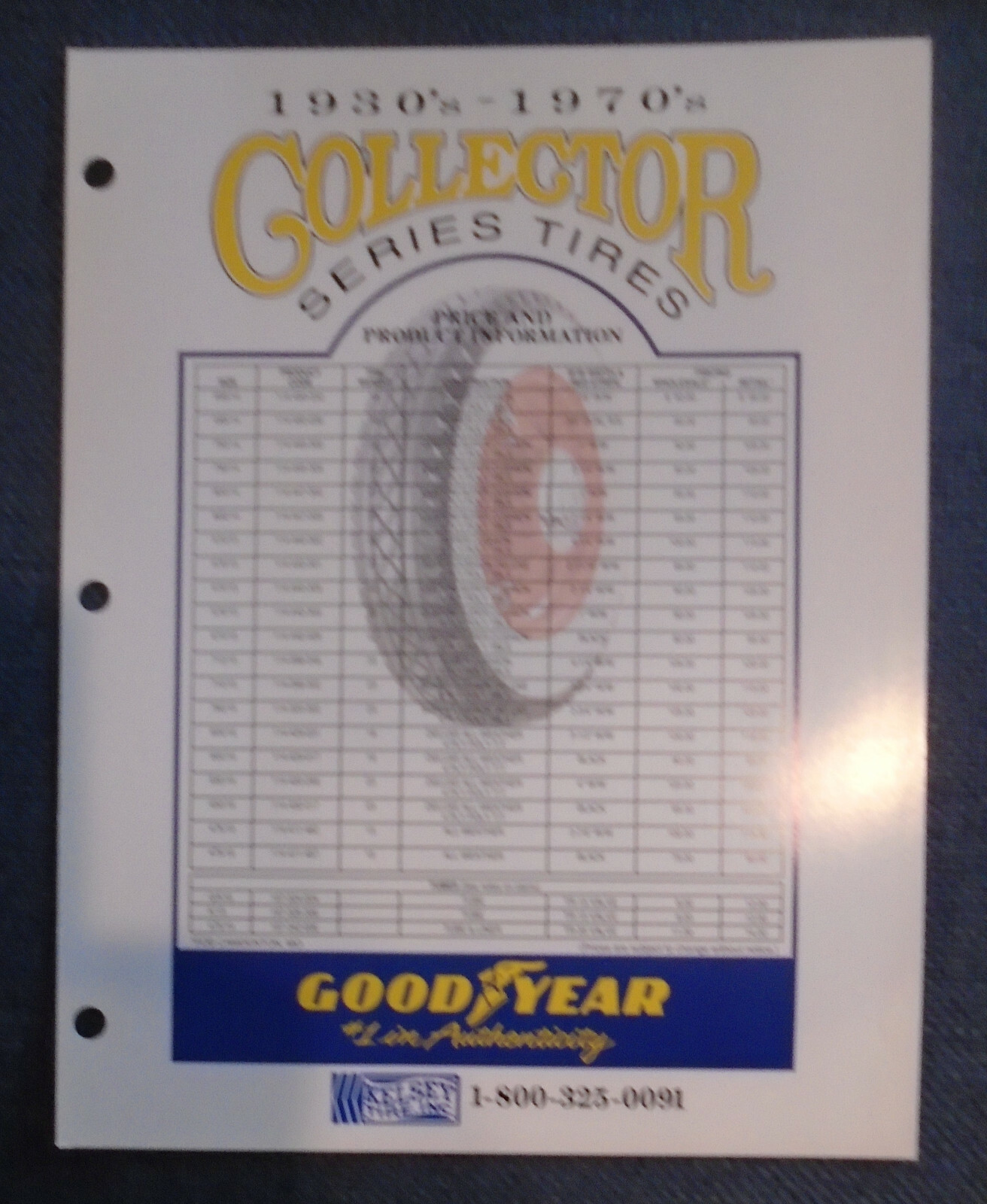 Goodyear Tire & Rubber Co 1930’s-1970’s Collector Serie Tires Kelsey 1998 flyer