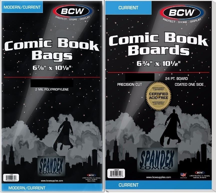 25 Pack BCW 2Mil Current Modern Poly Bags & Comic Boards Acid Free Safe Storage