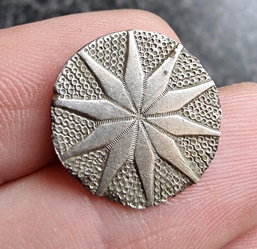 Georgian Button 10 Pointed Star Silver Plate 18th Century Detecting Find Antique