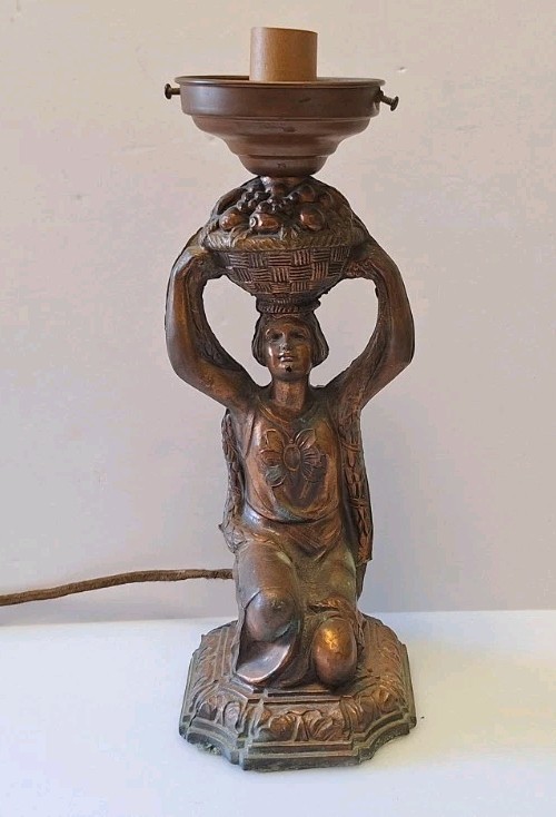 Vintage La Belle Art Deco Joan Of Arc Figural Radio Table Lamp AS-IS
