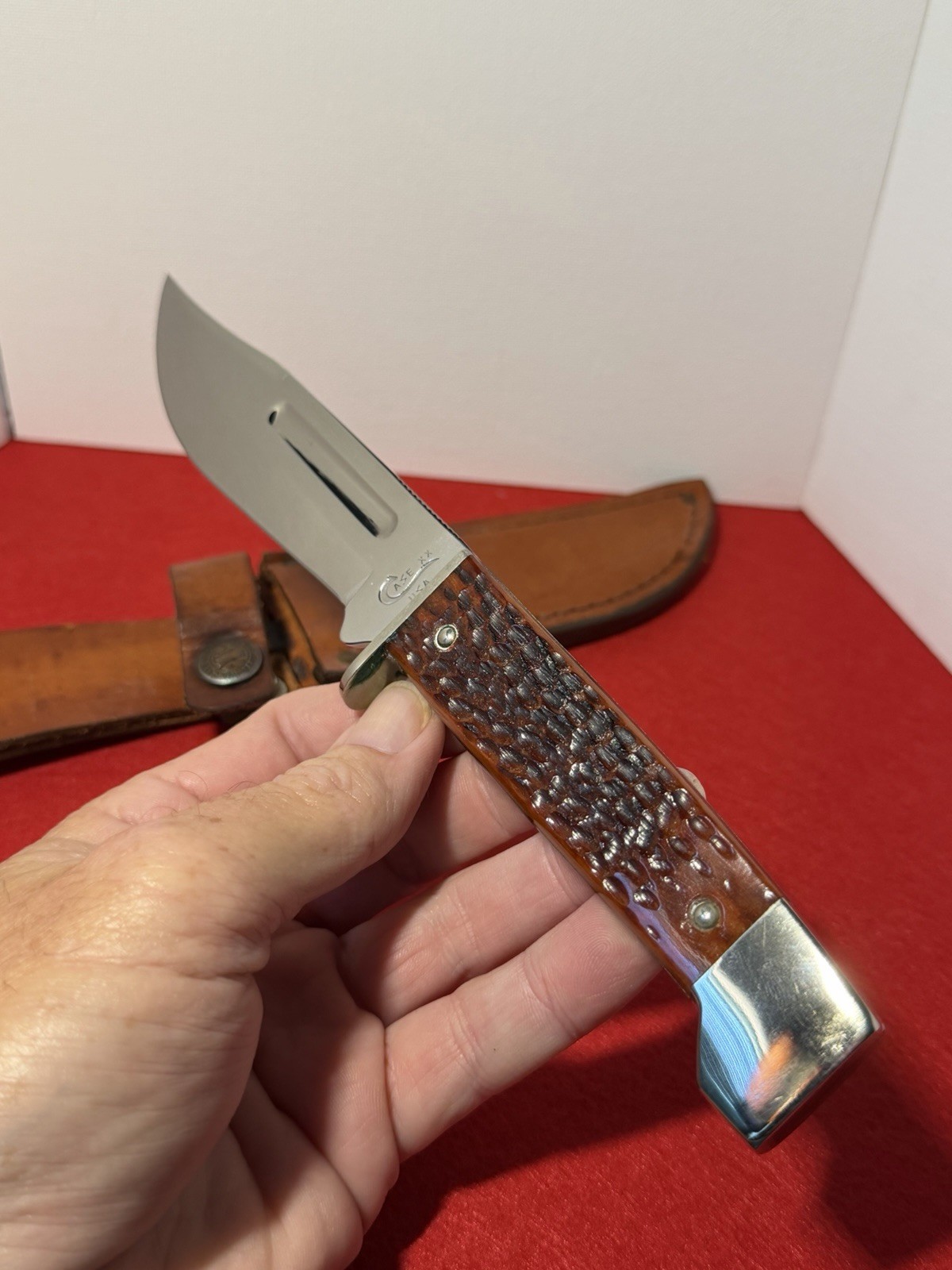 Case XX Slab Side Hunter Large Version 647-5 Chestnut Bone W/ Box Nice