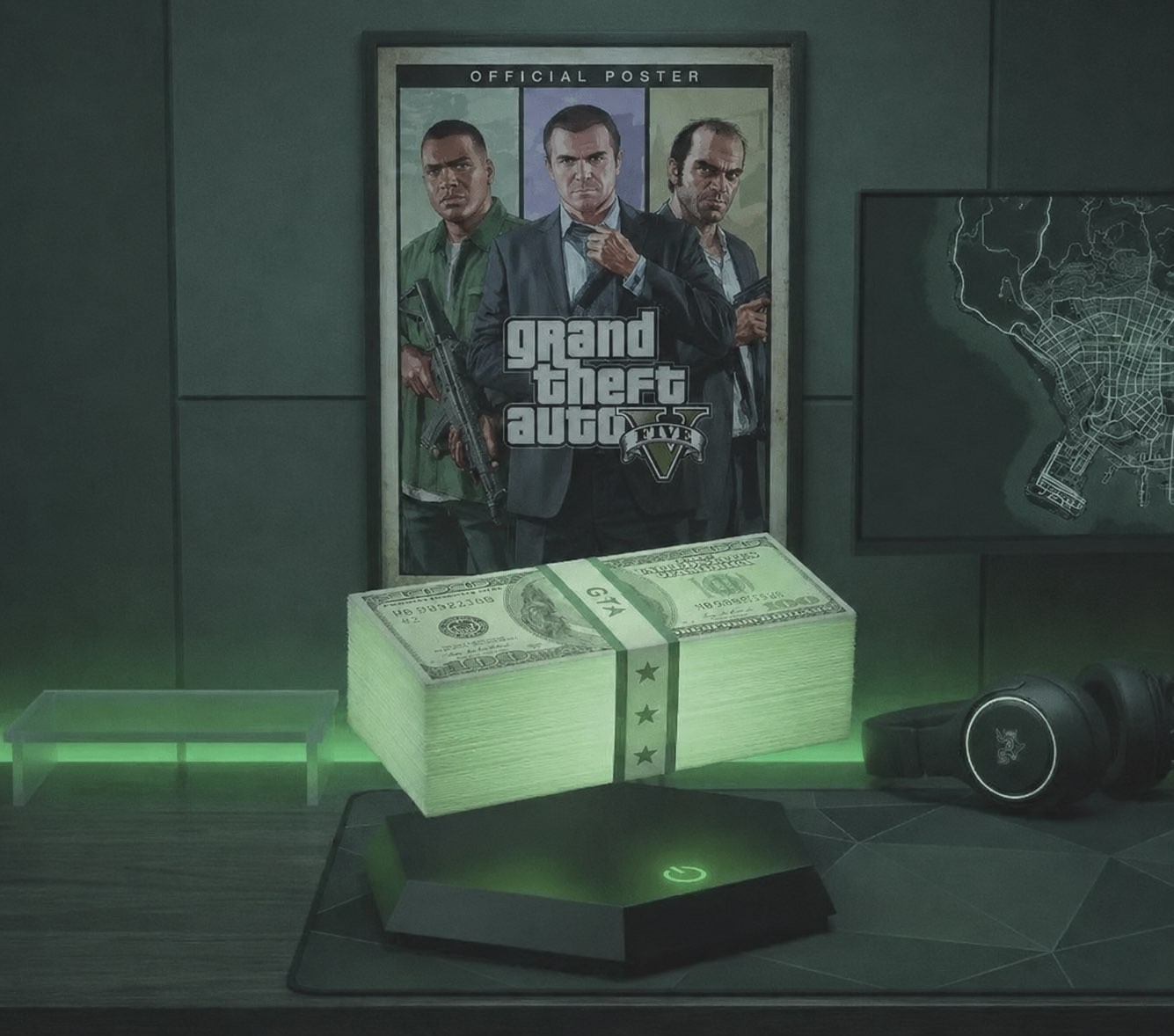 Magnetic Floating Money Lamp LED | GTA Money Levitating Dollar Stack Light |