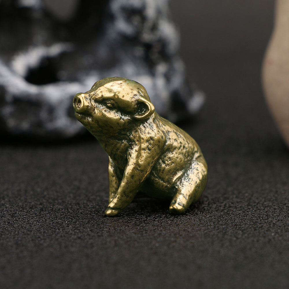 Solid Brass Pig Figurine Small Statue Home Ornaments Animal Figurines Gift USA