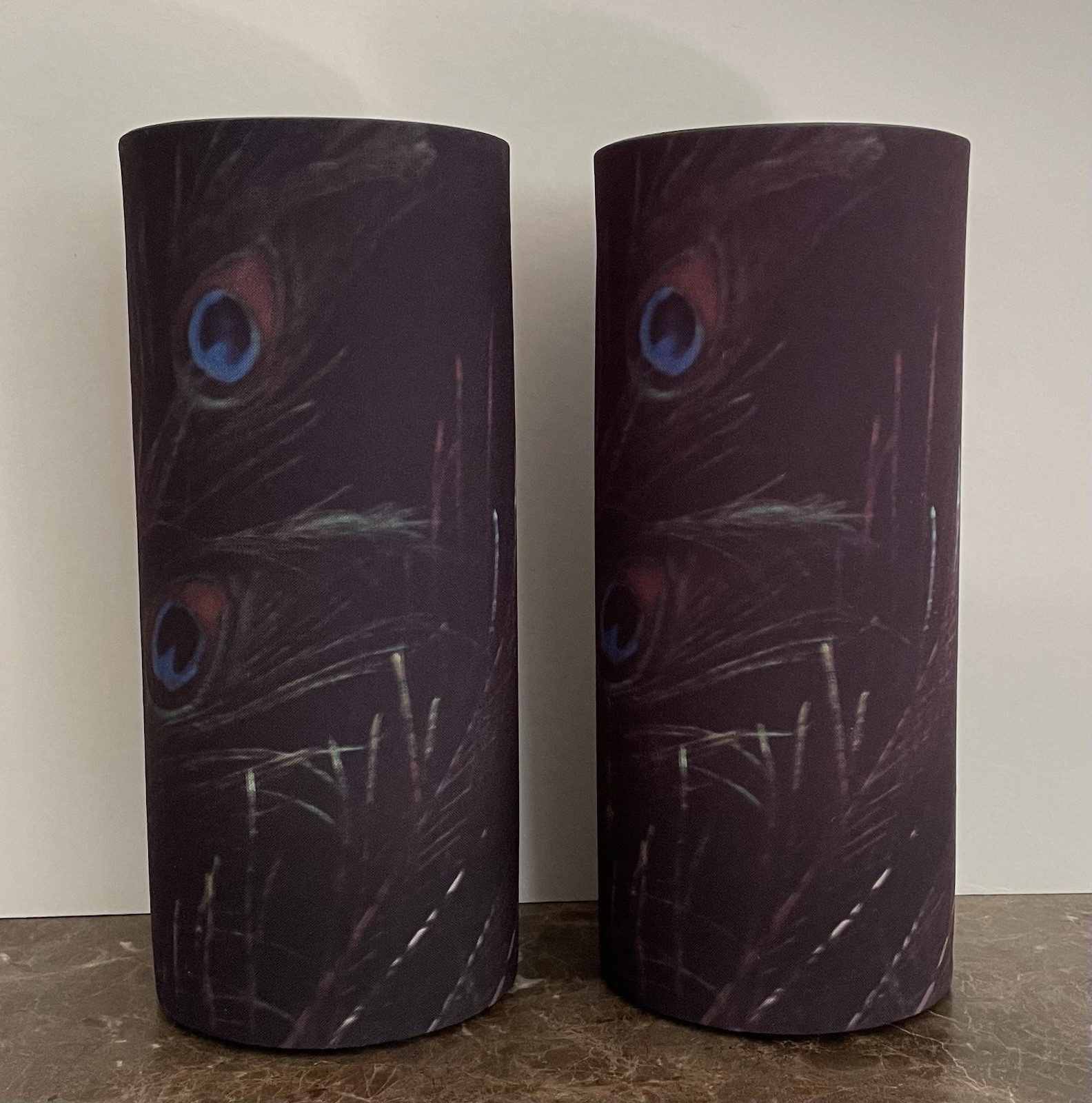 2 Gilles Caffier Paris 2010 Peacock Feather Neoprene Wrapped Stoneware Vase Sign