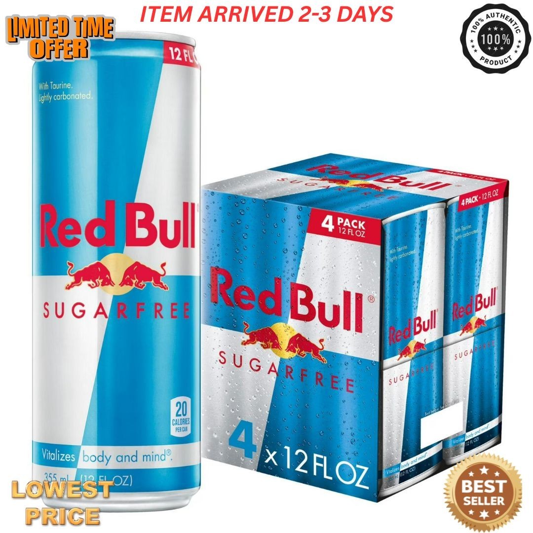 Red Bull Sugarfree Energy Drink 114mg Caffeine 12 fl oz Pack of 4 Cans FAST SHIP
