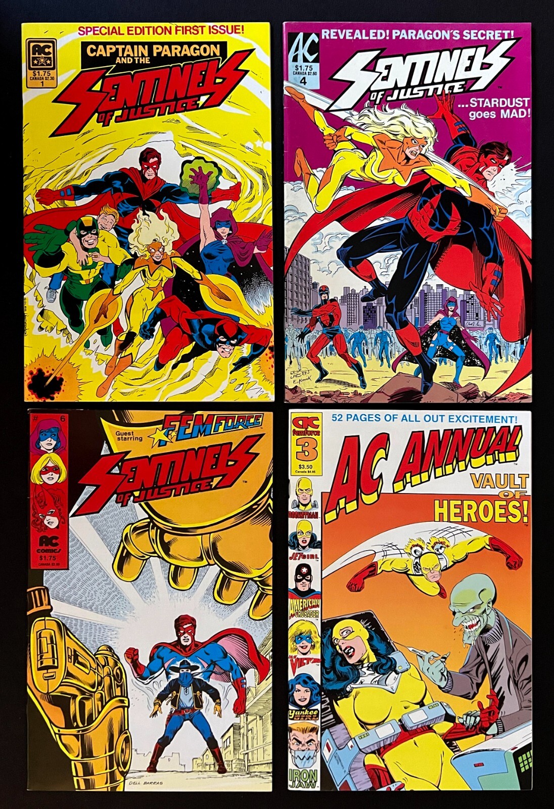 CAPTAIN PARAGON AND THE SENTINELS OF JUSTICE #1, 4, 6 + AC Ann. #3 AC Comics