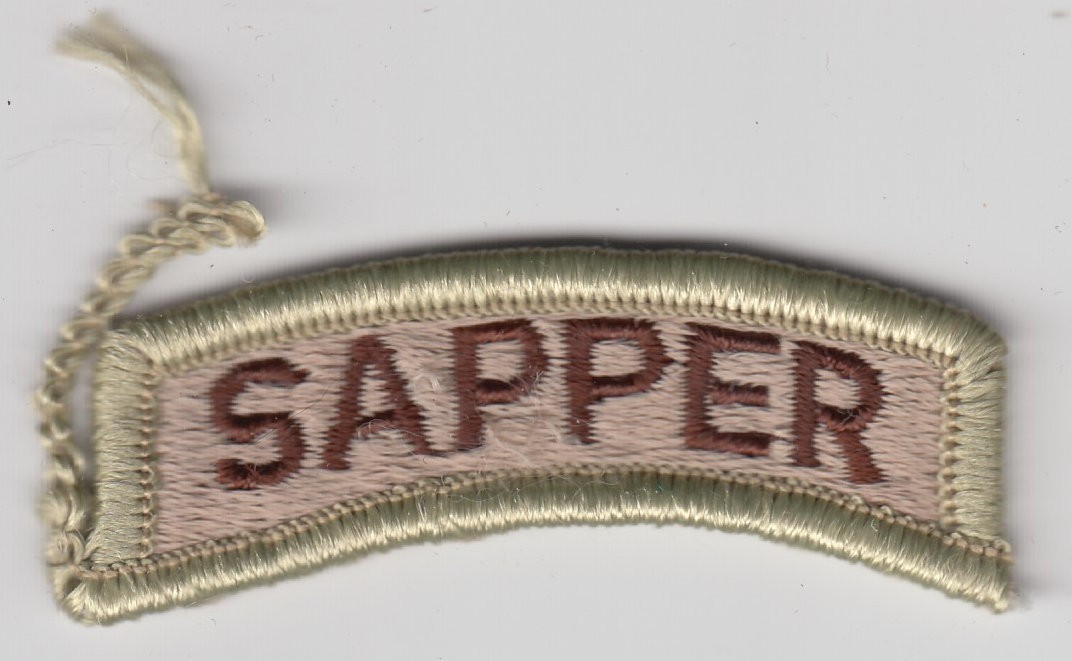 US Army Sapper Shoulder Scroll Patch Insignia Military Tab Engineers Desert DCU
