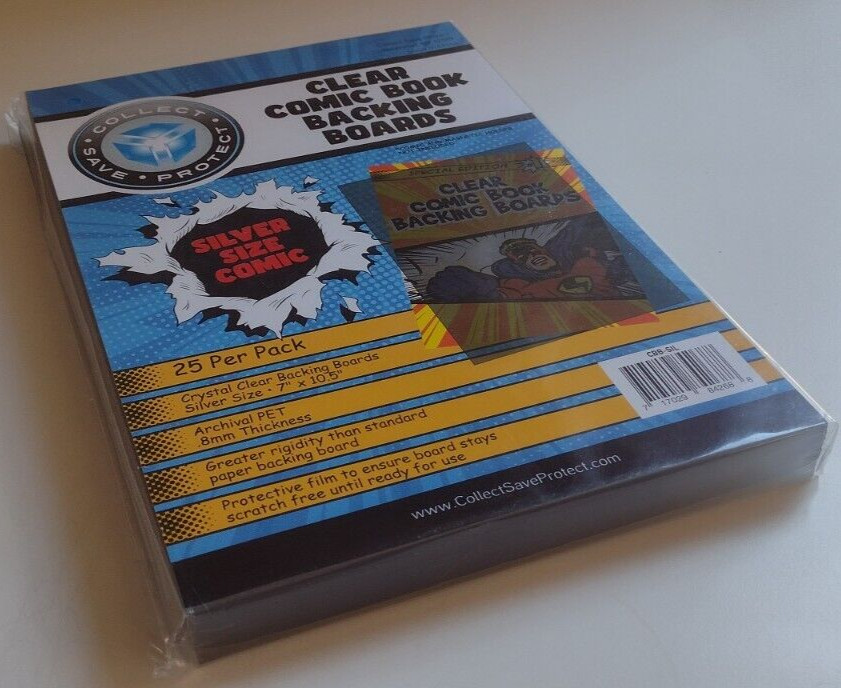 (25) CSP Clear Silver Comic Book Backing Boards Protectors New NIP 7×10 1/2