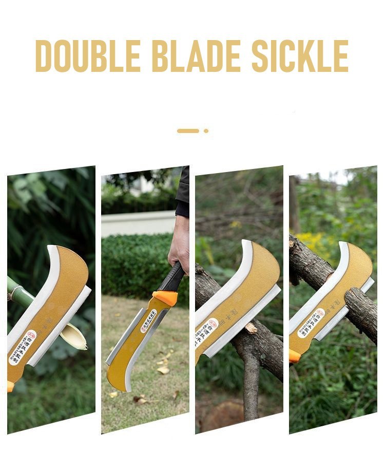 Billhook Sickle Machete for Clearing and Harvesting Yard Tool Double Blade