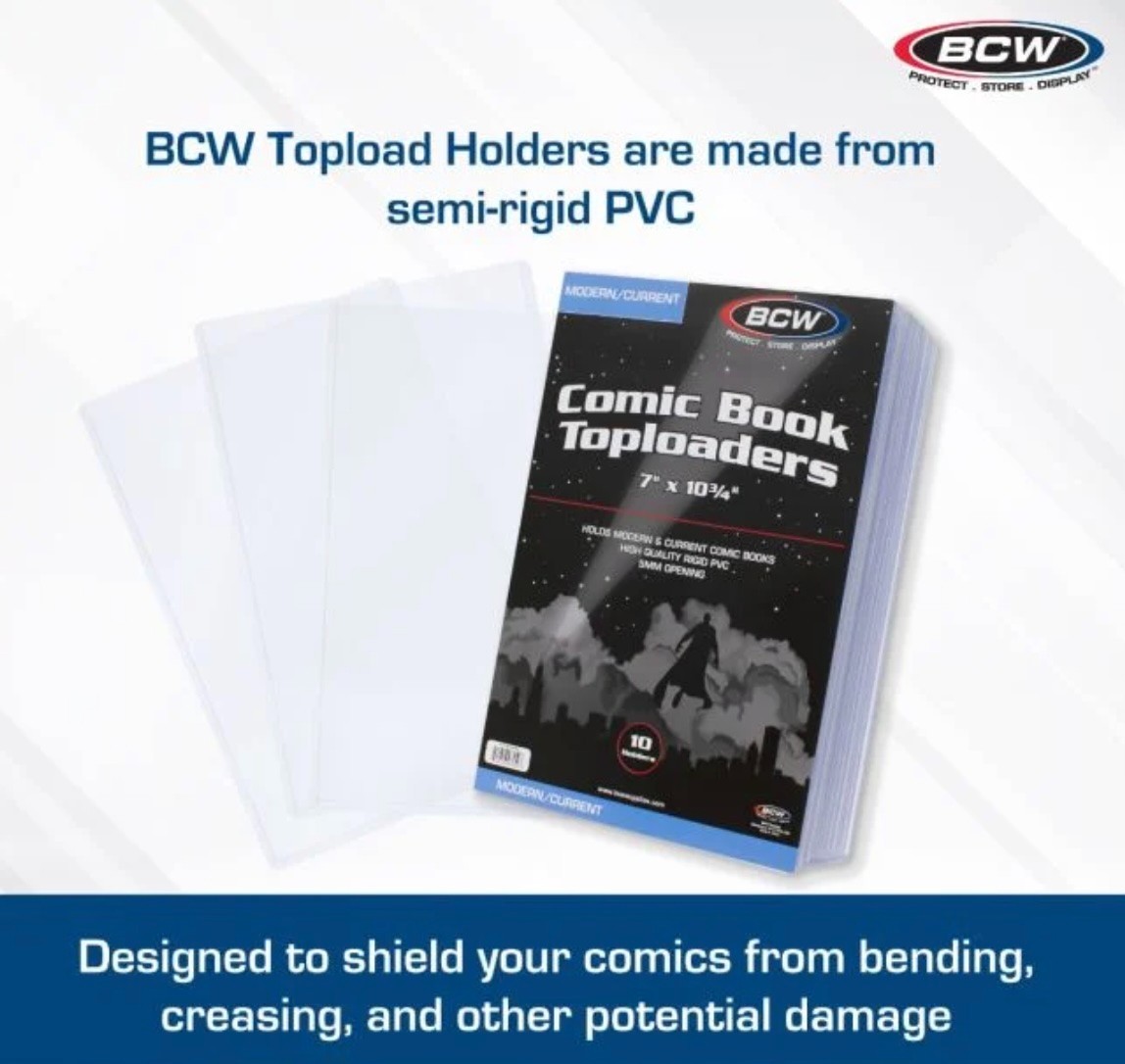 BCW Comic Book Toploaders (10) Current/Modern-Age Size – FREE Shipping!