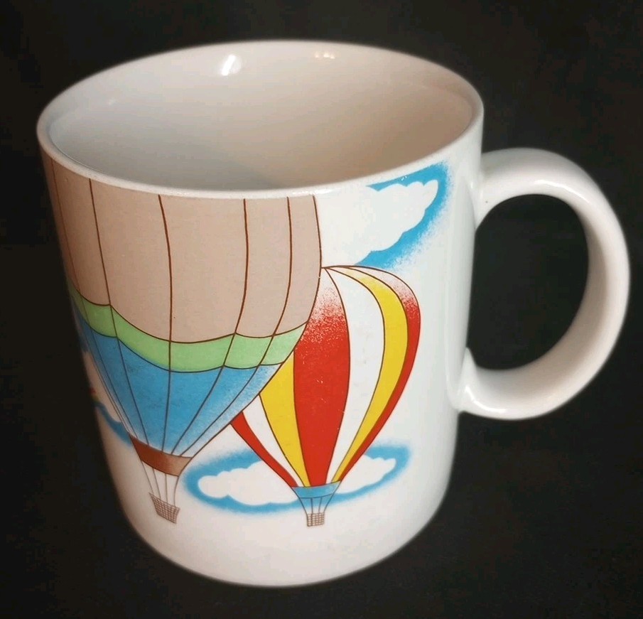 Vtg Otagiri Hot Air Balloons Clouds Coffee Mug 12oz Porcelain EUC Japan