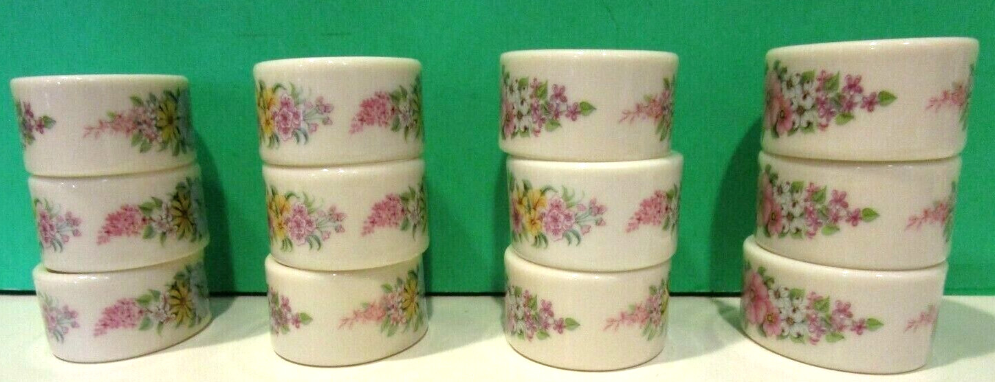 LENOX 12 CONSTITUTION FLOWER PATTERN NAPKIN RINGS — Mint — New — USA – NO BOX