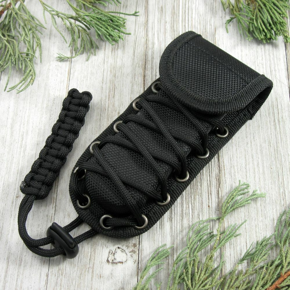 FOLDING KNIFE SHEATH Hard Molded Black Nylon Paracord Case Pouch – Fits 4.5″
