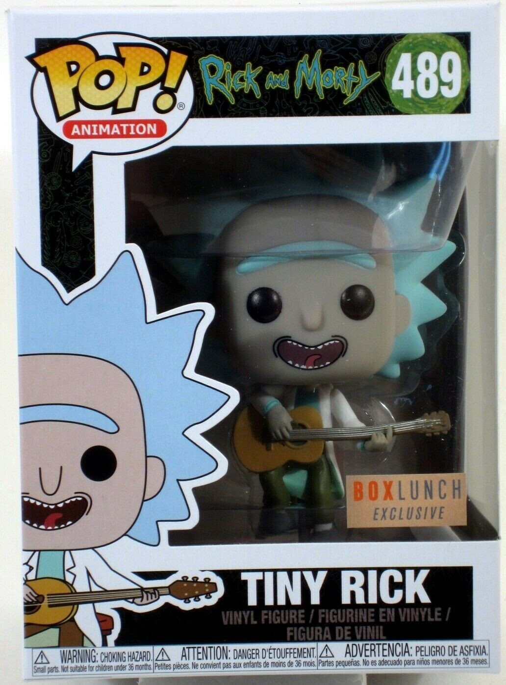 Funko POP Animation #489 Rick & Morty TINY RICK w/ Guitar – Box Lunch Exclusive