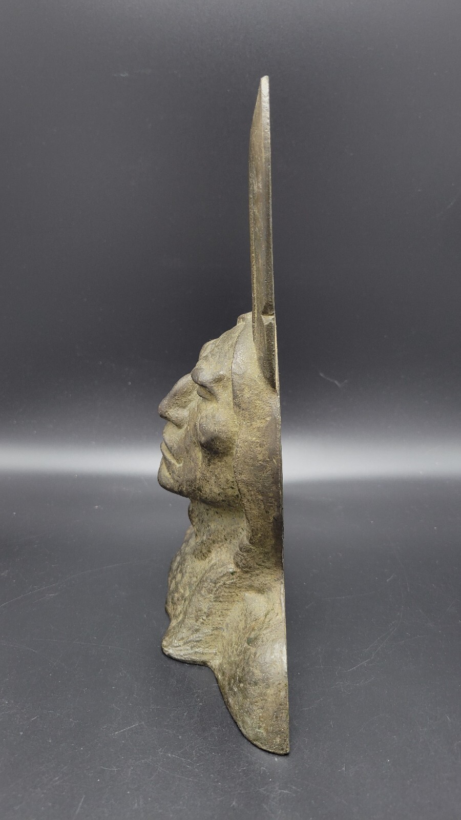 Antique Bronze Bust of Native American Chief, 9″