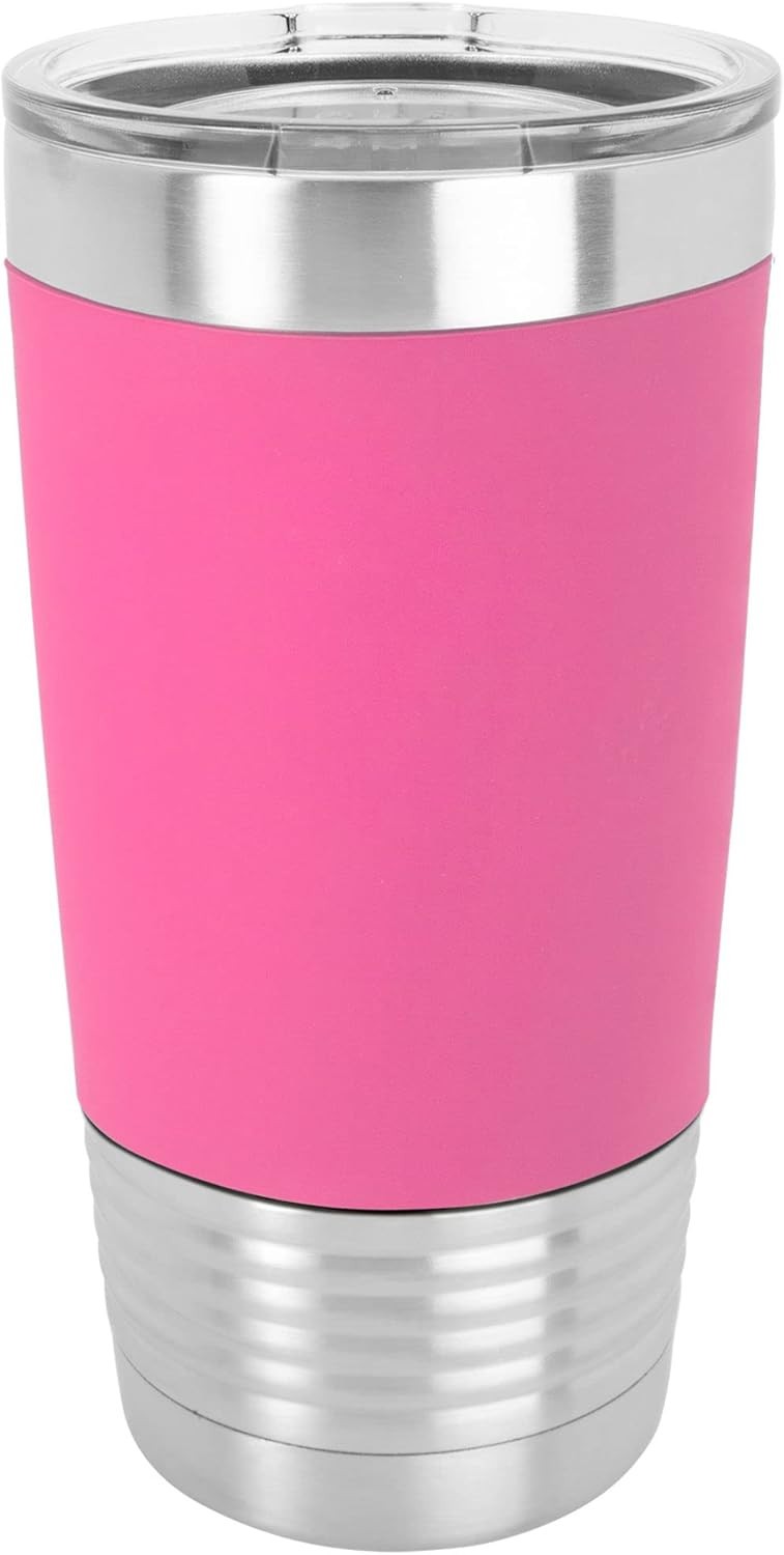 20 oz. Polar Camel Tumbler With Silicone Grip And Clear Lid (Pink)