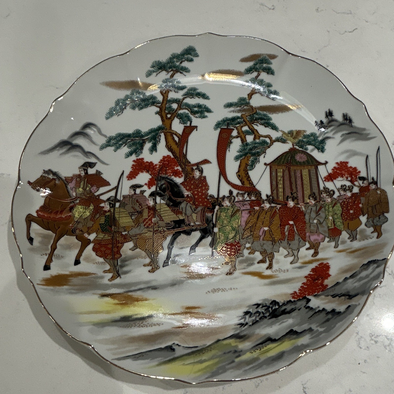 Vintage Toyo Shogun Lord Procession 1980 Limited Edition Porcelain Plates – Pair