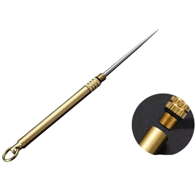 Portable Titanium Toothpick Keychain with Brass Holder Pocket Toothpick Case