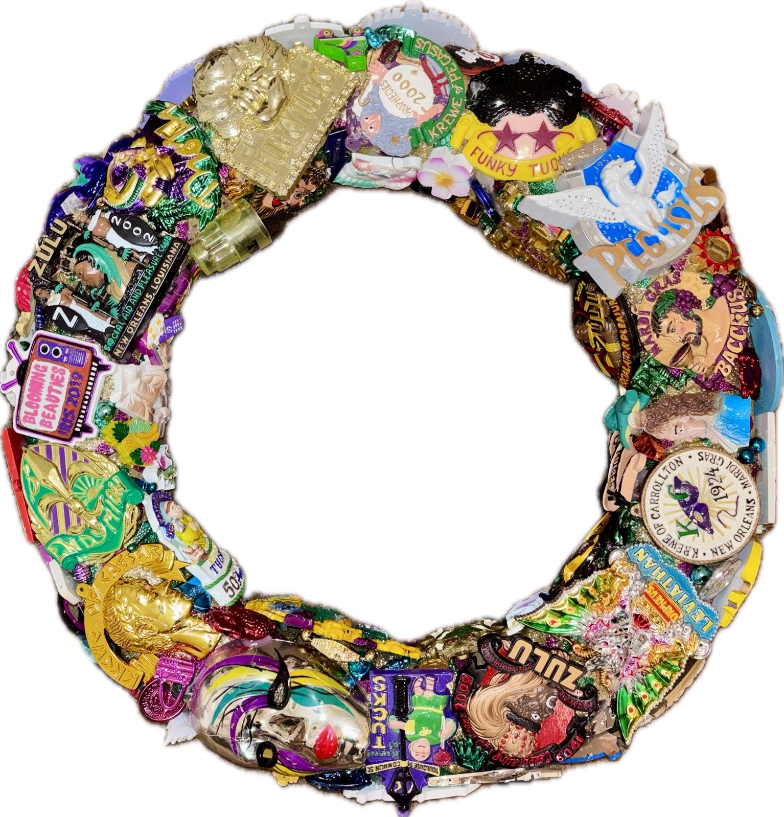 Krewe medallion Wreath New Orleans Mardi Gras Handmade OOAK Parade 12